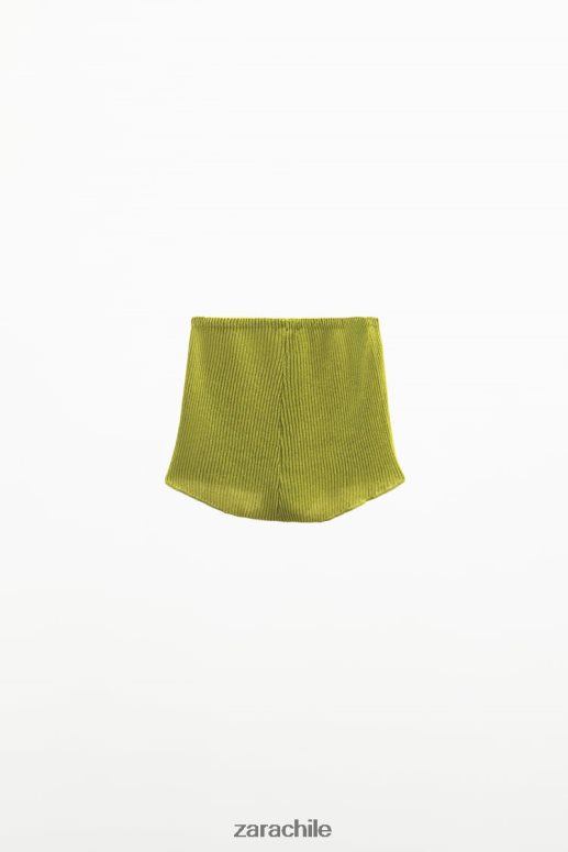 ropa cl Zara mujer pantalones cortos de punto brillante verde JJ06N4628