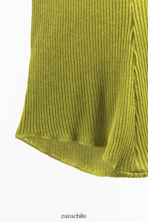 ropa cl Zara mujer pantalones cortos de punto brillante verde JJ06N4628