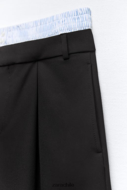 ropa cl Zara mujer pantalones cortos de ropa interior plisados negro JJ06N4543