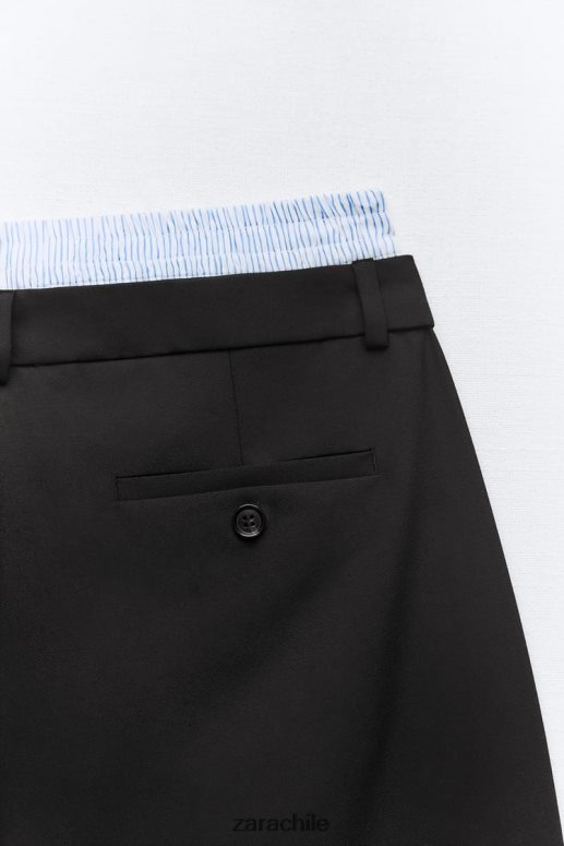 ropa cl Zara mujer pantalones cortos de ropa interior plisados negro JJ06N4543
