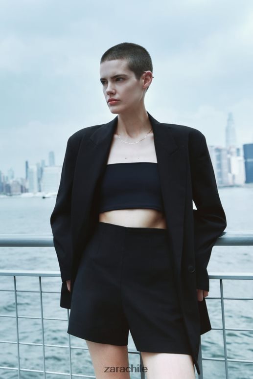 ropa cl Zara mujer shorts a la cintura negro JJ06N4626