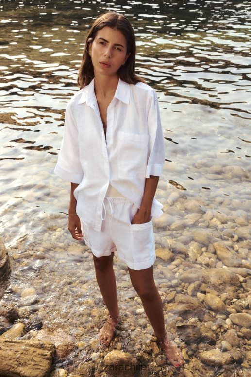 ropa cl Zara mujer shorts cargo en mezcla de lino blanco JJ06N4540