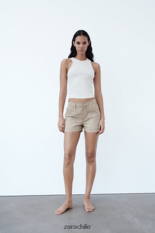 ropa cl Zara mujer shorts cargo trf de talle alto piedra JJ06N4610