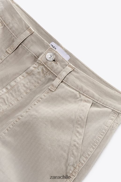 ropa cl Zara mujer shorts cargo trf de talle alto piedra JJ06N4610