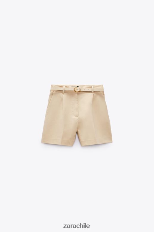 ropa cl Zara mujer shorts con cinturón de doble faz marrón topo JJ06N4532