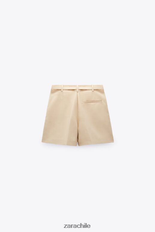 ropa cl Zara mujer shorts con cinturón de doble faz marrón topo JJ06N4532
