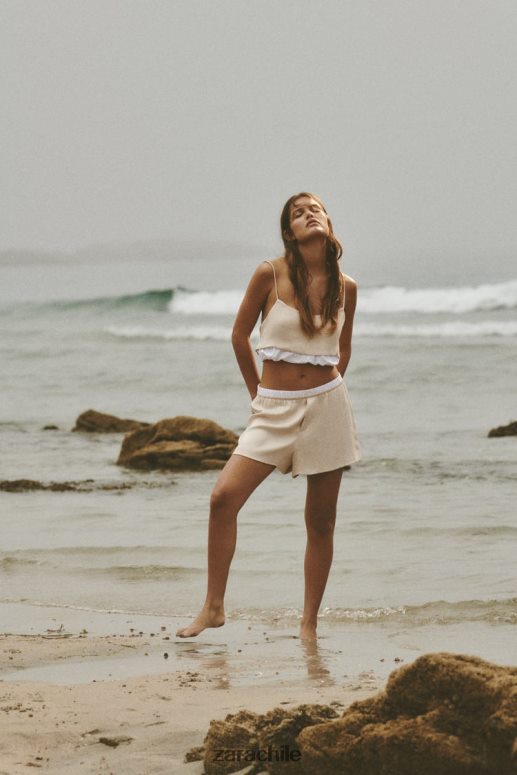 ropa cl Zara mujer shorts con ribete de popelina con efecto satinado piedra JJ06N4584