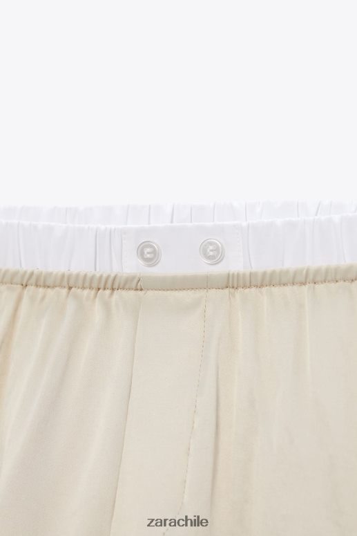 ropa cl Zara mujer shorts con ribete de popelina con efecto satinado piedra JJ06N4584