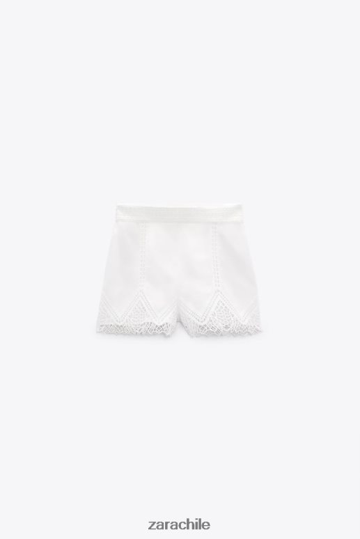 ropa cl Zara mujer shorts de encaje y guipur con talle alto blanco JJ06N4622