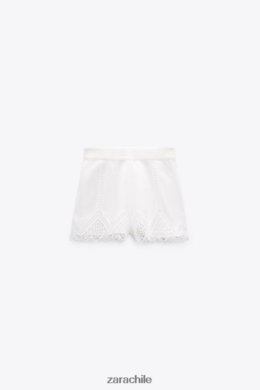 ropa cl Zara mujer shorts de encaje y guipur con talle alto blanco JJ06N4622