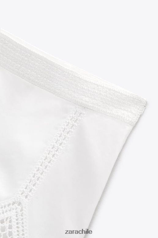 ropa cl Zara mujer shorts de encaje y guipur con talle alto blanco JJ06N4622