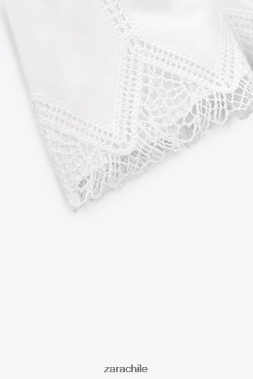 ropa cl Zara mujer shorts de encaje y guipur con talle alto blanco JJ06N4622