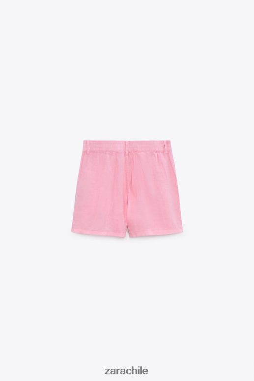 ropa cl Zara mujer shorts de lino con trabillas chicle JJ06N4607