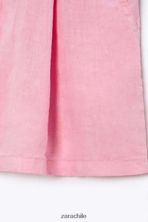 ropa cl Zara mujer shorts de lino con trabillas chicle JJ06N4607