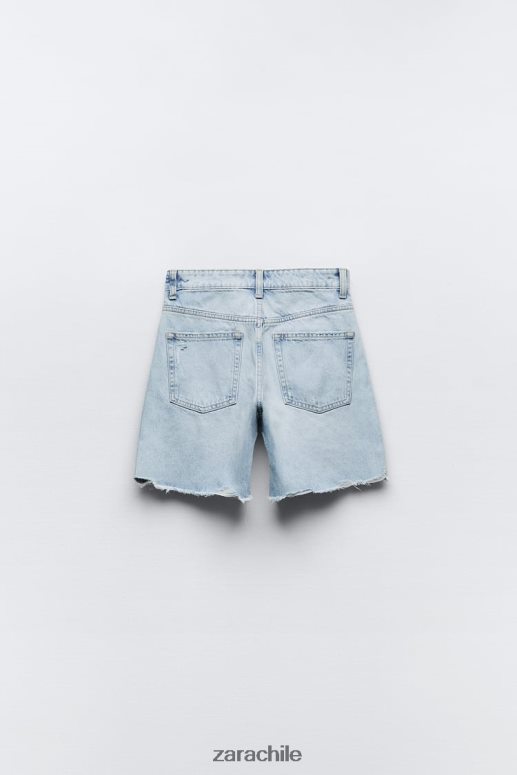 ropa cl Zara mujer shorts de mezclilla con parches y tiro medio azul JJ06N4587