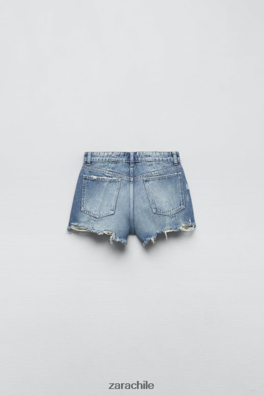 ropa cl Zara mujer shorts de mezclilla con patchwork y talle alto azul JJ06N4563