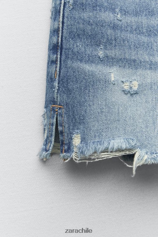 ropa cl Zara mujer shorts de mezclilla con patchwork y talle alto azul JJ06N4563