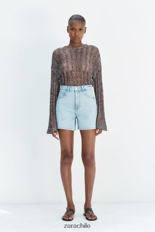 ropa cl Zara mujer shorts de mezclilla con talle alto z1975 mom fit índigo JJ06N4565
