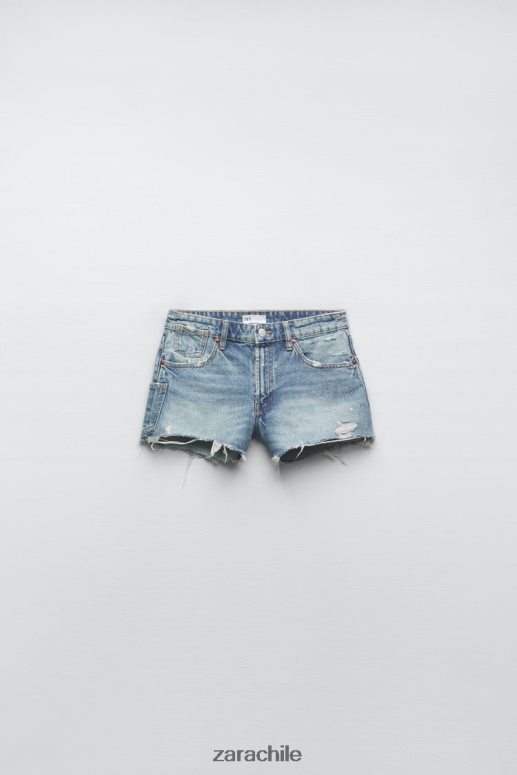 ropa cl Zara mujer shorts de mezclilla de talle alto trf azul JJ06N4548