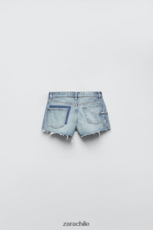 ropa cl Zara mujer shorts de mezclilla de talle alto trf azul JJ06N4548