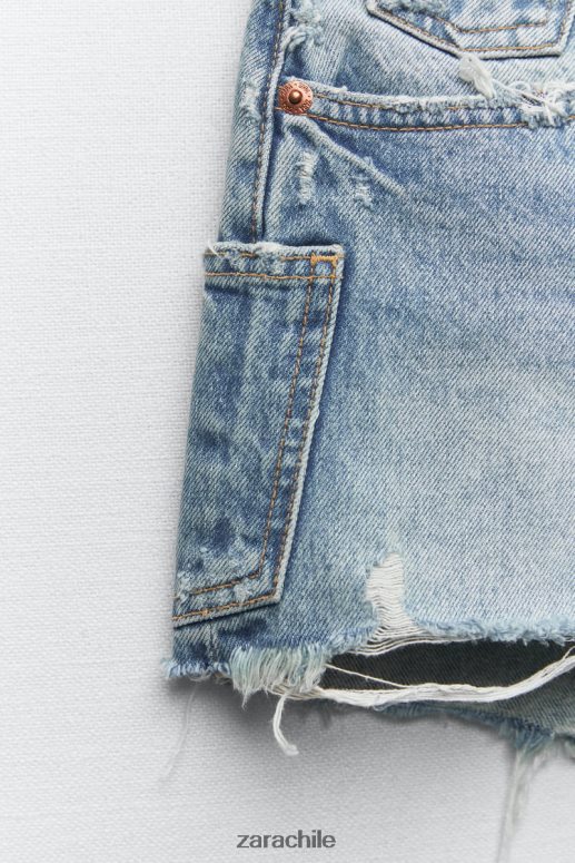 ropa cl Zara mujer shorts de mezclilla de talle alto trf azul JJ06N4548
