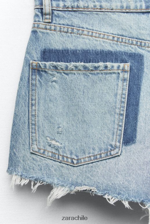 ropa cl Zara mujer shorts de mezclilla de talle alto trf azul JJ06N4548