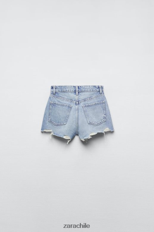 ropa cl Zara mujer shorts de mezclilla de talle alto trf azul claro JJ06N4541