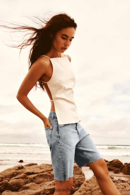 ropa cl Zara mujer shorts de mezclilla de talle medio azul claro JJ06N4596