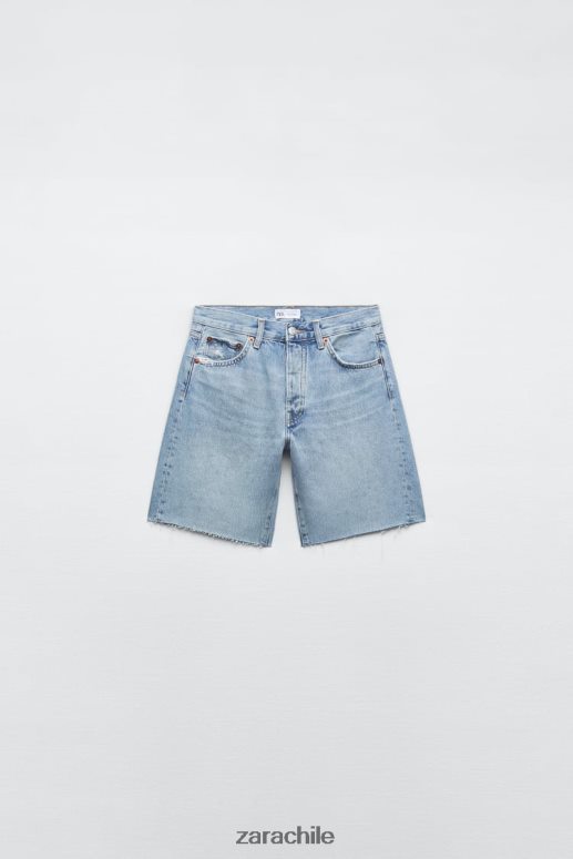 ropa cl Zara mujer shorts de mezclilla de talle medio azul claro JJ06N4596