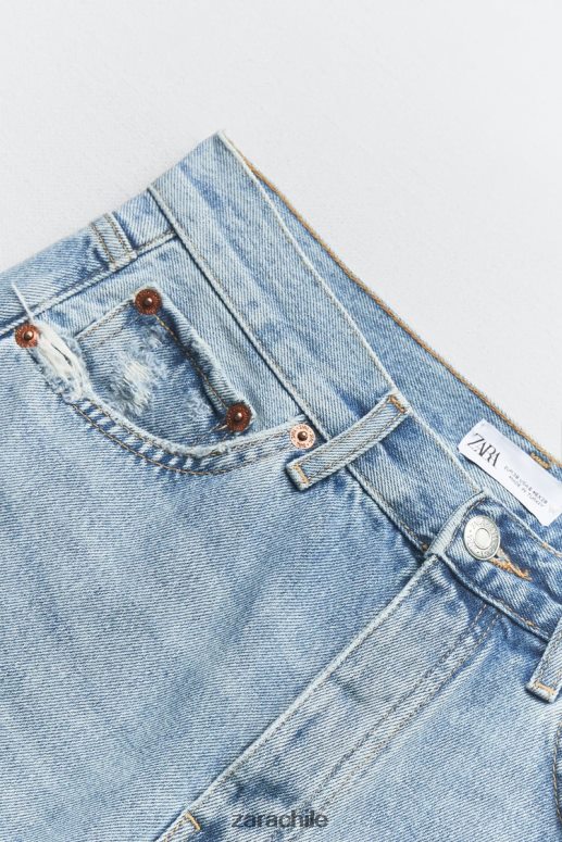 ropa cl Zara mujer shorts de mezclilla de talle medio azul claro JJ06N4596