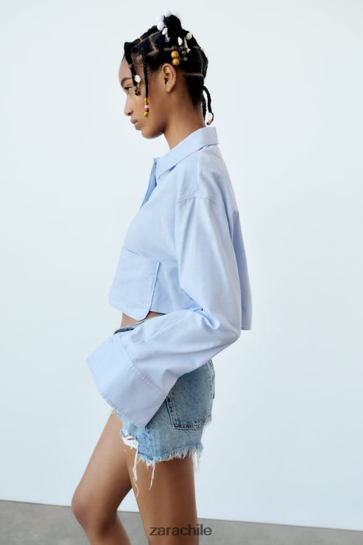 ropa cl Zara mujer shorts de mezclilla de talle medio trf azul JJ06N4531