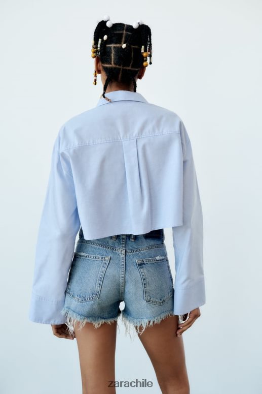 ropa cl Zara mujer shorts de mezclilla de talle medio trf azul JJ06N4531