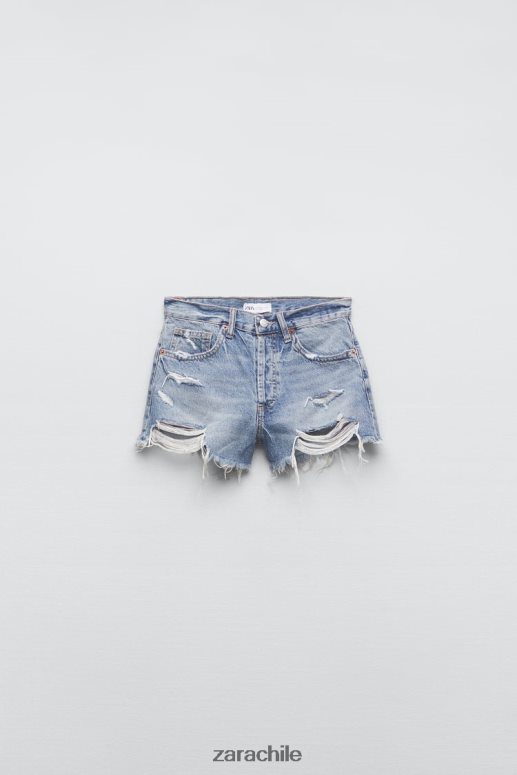 ropa cl Zara mujer shorts de mezclilla de talle medio trf azul JJ06N4531