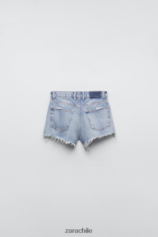 ropa cl Zara mujer shorts de mezclilla de talle medio trf azul JJ06N4531
