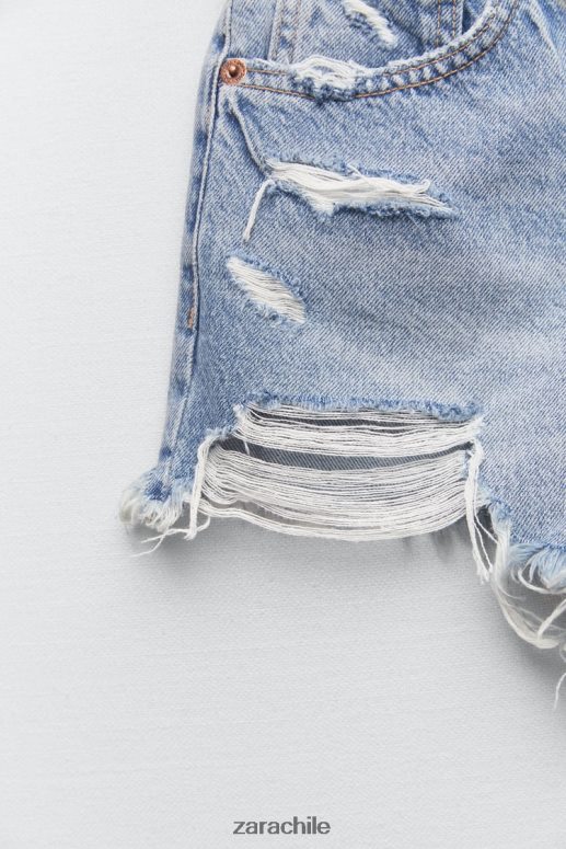 ropa cl Zara mujer shorts de mezclilla de talle medio trf azul JJ06N4531