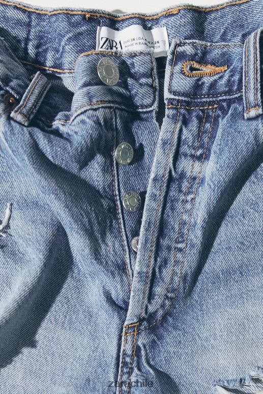 ropa cl Zara mujer shorts de mezclilla de talle medio trf azul JJ06N4531