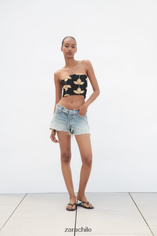 ropa cl Zara mujer shorts de mezclilla de talle medio trf azul claro JJ06N4579