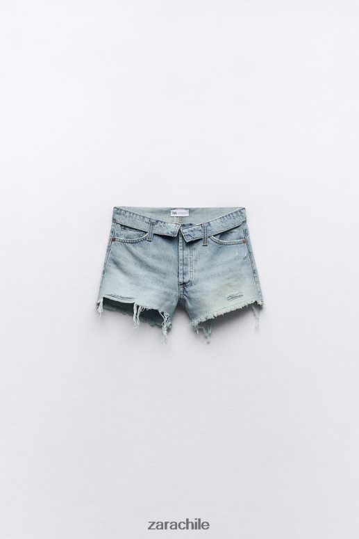 ropa cl Zara mujer shorts de mezclilla de talle medio trf azul claro JJ06N4579