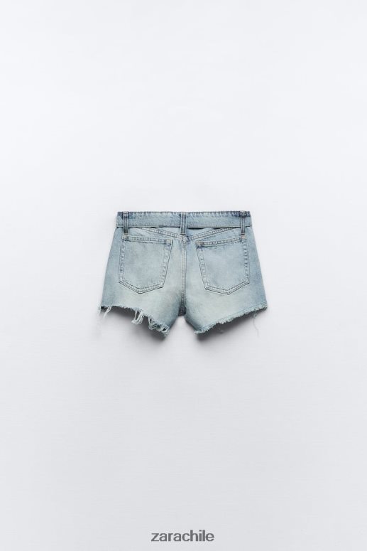 ropa cl Zara mujer shorts de mezclilla de talle medio trf azul claro JJ06N4579