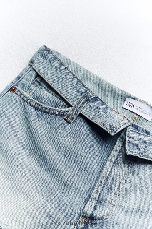 ropa cl Zara mujer shorts de mezclilla de talle medio trf azul claro JJ06N4579