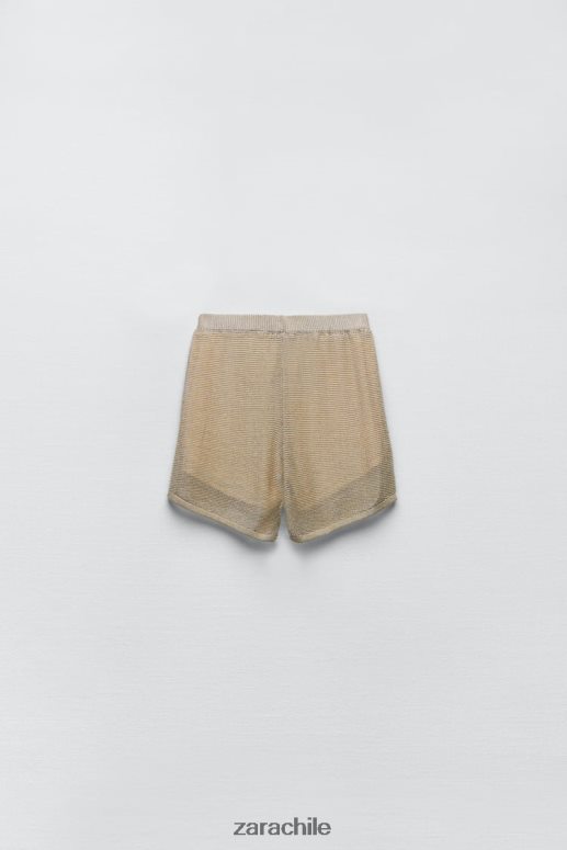ropa cl Zara mujer shorts de punto con hilo metalizado dorado JJ06N4618