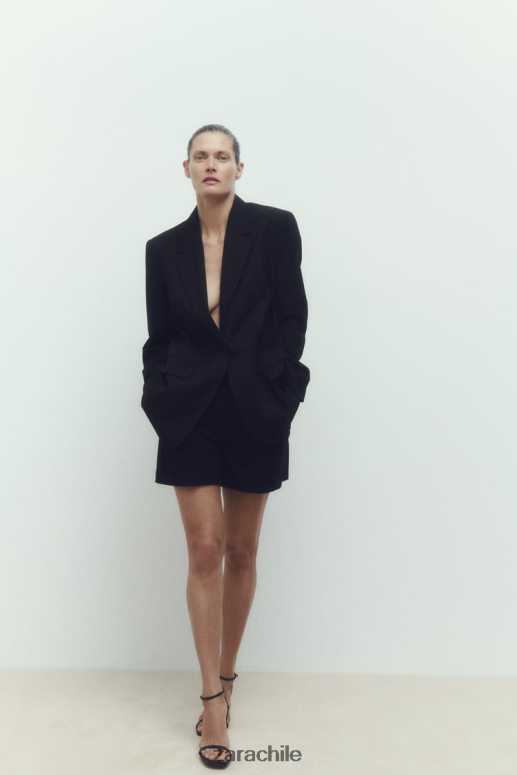 ropa cl Zara mujer shorts plisados ​​de cintura alta negro JJ06N4527