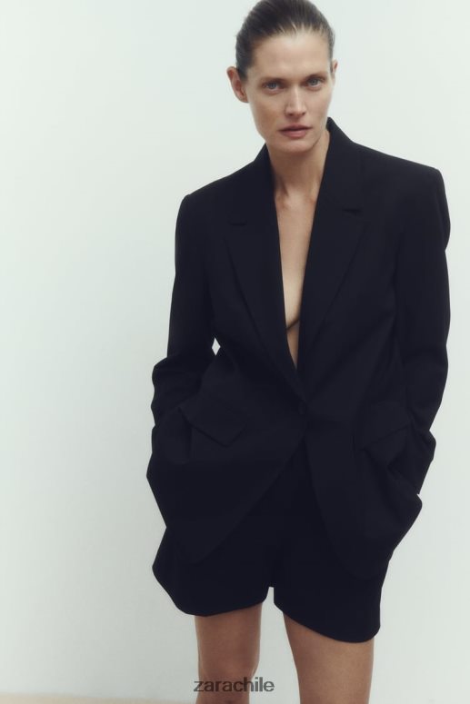 ropa cl Zara mujer shorts plisados ​​de cintura alta negro JJ06N4527