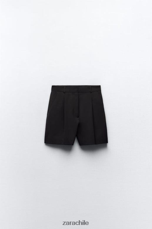 ropa cl Zara mujer shorts plisados ​​de cintura alta negro JJ06N4527