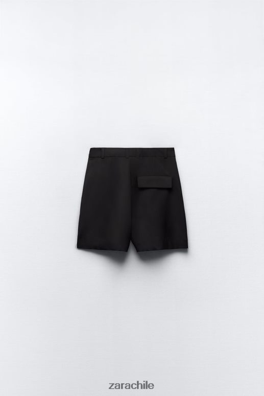ropa cl Zara mujer shorts plisados ​​de cintura alta negro JJ06N4527