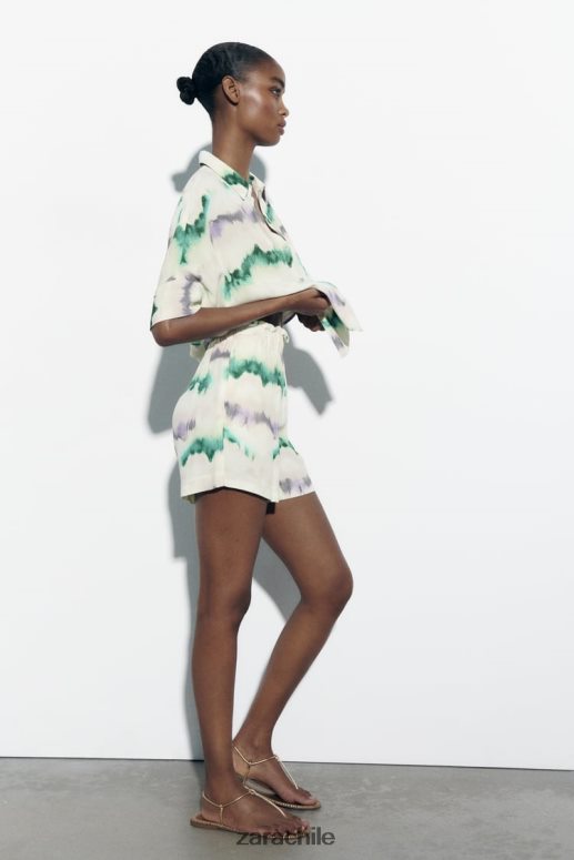 ropa cl Zara mujer shorts teñidos con cintura elástica multicolor JJ06N4568