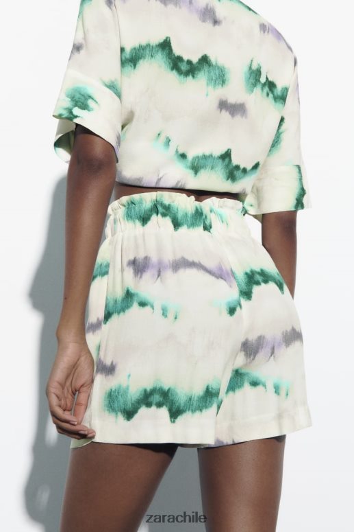 ropa cl Zara mujer shorts teñidos con cintura elástica multicolor JJ06N4568