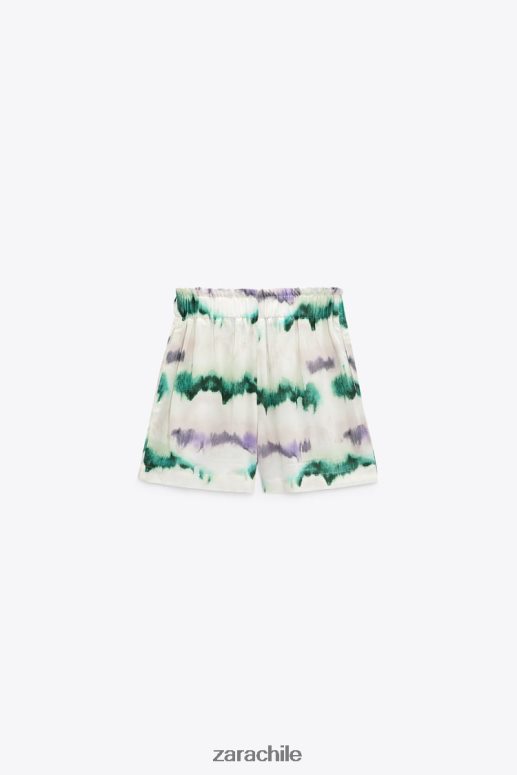 ropa cl Zara mujer shorts teñidos con cintura elástica multicolor JJ06N4568