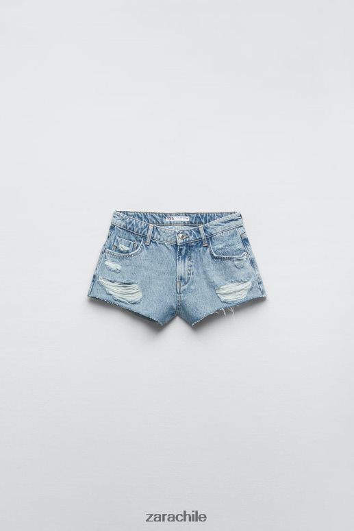 ropa cl Zara mujer z1975 mini shorts de mezclilla con rotos azul medio JJ06N4549