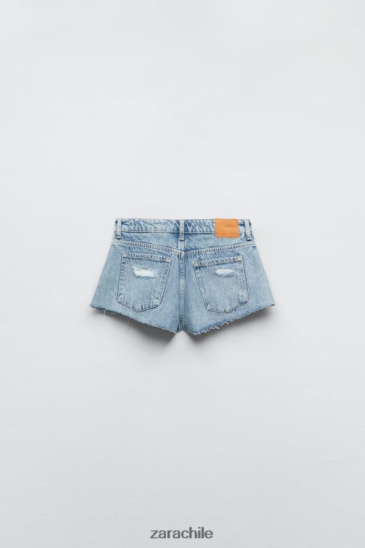ropa cl Zara mujer z1975 mini shorts de mezclilla con rotos azul medio JJ06N4549